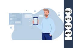 Man Using Smartphone for Messaging and Communication in Mode Product Image 1
