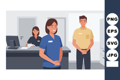 Medical Staff in Clinic Reception Area Vector Illustration w Product Image 1