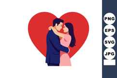 Romantic couple embracing in front of red heart symbol for l Product Image 1