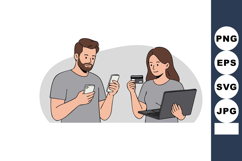 Young couple using smartphone and credit card for online sho Product Image 1
