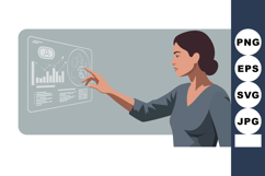 Woman interacting with futuristic digital interface technolo Product Image 1