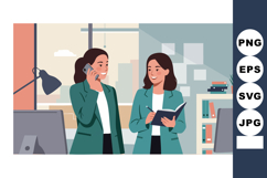 Two young women office workers communicating in modern works Product Image 1