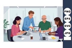 Group of diverse people collaborating in modern office works Product Image 1