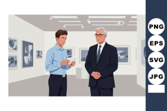 Businessmen discussing documents in modern office environmen Product Image 1