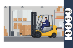 Forklift in warehouse loading and unloading boxes for logist Product Image 1