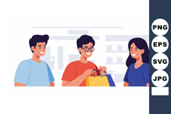 Group of friends shopping together smiling and carrying shop Product Image 1