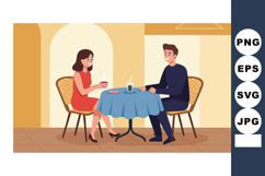 Couple enjoying coffee date at cafe table indoor romantic se Product Image 1
