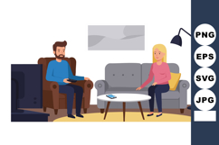 Man and Woman Sitting in Living Room with Modern Furniture a Product Image 1