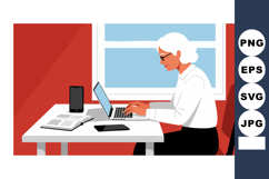 Senior woman working on laptop at home office desk with smar Product Image 1
