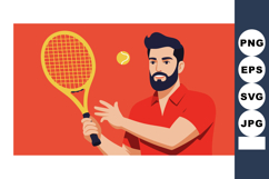 Male tennis player hitting a tennis ball with yellow racket Product Image 1