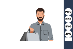 Man holding shopping bags casual style vector illustration m Product Image 1