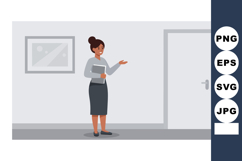 Businesswoman standing in office holding folder presenting g Product Image 1