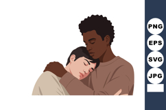 Couple Embracing Comfortably in Warm Clothing Vector Illustr Product Image 1