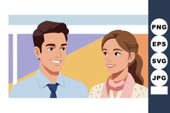Smiling man and woman chatting in casual modern setting vect Product Image 1