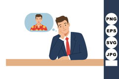 Businessman Thinking About Vacation in Hawaiian Shirt Vector Product Image 1