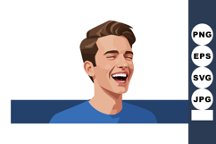 Young man laughing joyfully in blue shirt vector illustratio Product Image 1