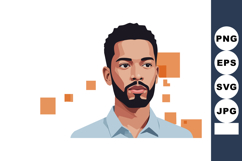 Young man with beard and short hair digital vector portrait Product Image 1