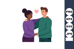 Couple embracing and holding hands with love heart symbol re Product Image 1