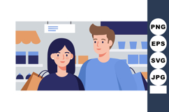 Young Couple Shopping Together in Store Carrying Bags and Sm Product Image 1