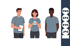 Group of Diverse Medical Professionals Holding Clipboard and Product Image 1