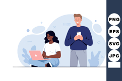 Diverse people using technology devices for communication an Product Image 1