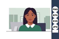 Businesswoman in office environment with green blouse and mo Product Image 1