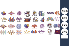 Whimsical Doodle Vector Sheet of Pastel Sound Icons Product Image 1