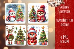 Christmas santa claus animal Sublimation Coaster Design Product Image 1