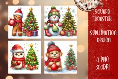 Christmas santa claus animal Sublimation Coaster Design Product Image 1