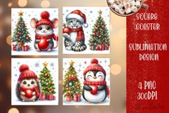 Christmas santa claus animal Sublimation Coaster Design Product Image 1