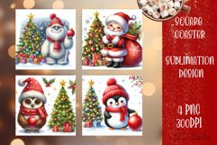 Christmas santa claus animal Sublimation Coaster Design Product Image 1