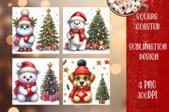 Christmas santa claus animal Sublimation Coaster Design Product Image 1