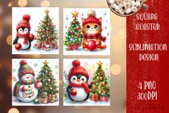 Christmas santa claus animal Sublimation Coaster Design Product Image 1