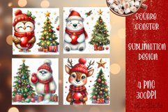 Christmas santa claus animal Sublimation Coaster Design Product Image 1
