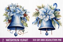 Blue Christmas Watercolor Clipart Sublimation Product Image 1