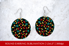 Tropical earring sublimation. Summer round earrings PNG 002 Product Image 1