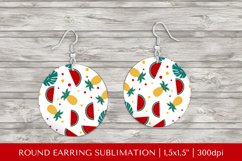 Tropical earring sublimation. Summer round earrings PNG 007 Product Image 1