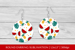 Tropical earring sublimation. Summer round earrings PNG 009 Product Image 1