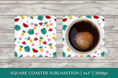 Tropical square coaster sublimation. Summer coaster PNG HS03 Product Image 1