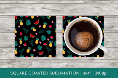 Tropical square coaster sublimation. Summer coaster PNG HS05 Product Image 1