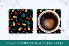 Tropical square coaster sublimation. Summer coaster PNG HS06 Product Image 1