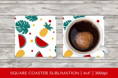 Tropical square coaster sublimation. Summer coaster PNG HS08 Product Image 1