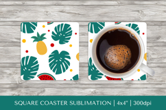 Tropical square coaster sublimation. Summer coaster PNG HS09 Product Image 1