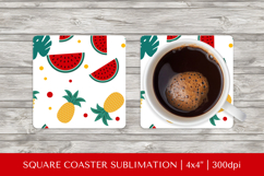 Tropical square coaster sublimation. Summer coaster PNG HS10 Product Image 1