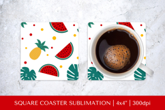 Tropical square coaster sublimation. Summer coaster PNG HS11 Product Image 1