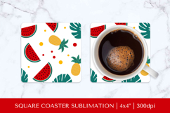 Tropical square coaster sublimation. Summer coaster PNG HS12 Product Image 1