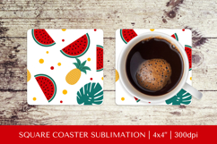 Tropical square coaster sublimation. Summer coaster PNG HS14 Product Image 1
