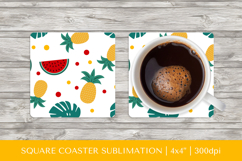 Tropical square coaster sublimation. Summer coaster PNG HS15 Product Image 1