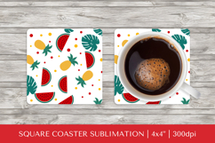 Tropical square coaster sublimation. Summer coaster PNG HS17 Product Image 1