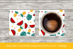 Tropical square coaster sublimation. Summer coaster PNG HS19 Product Image 1